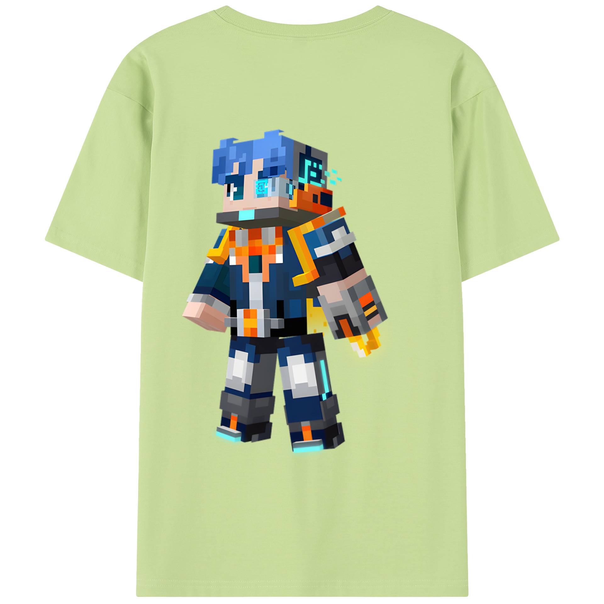 （画像用） マインクラフト ブロックの世界 Minecraft MC Block world 綿100％半袖Tシャツ（背面プリント）